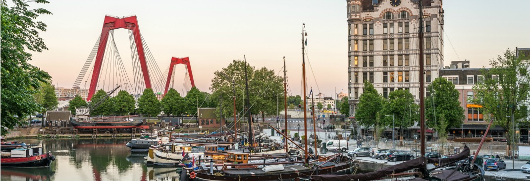 View of Rotterdam waterfront in the Netherlands